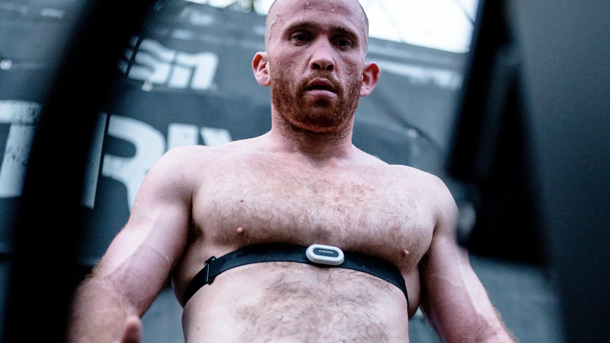 Ben Sutherland wearing a heart rate strap at a dawn session