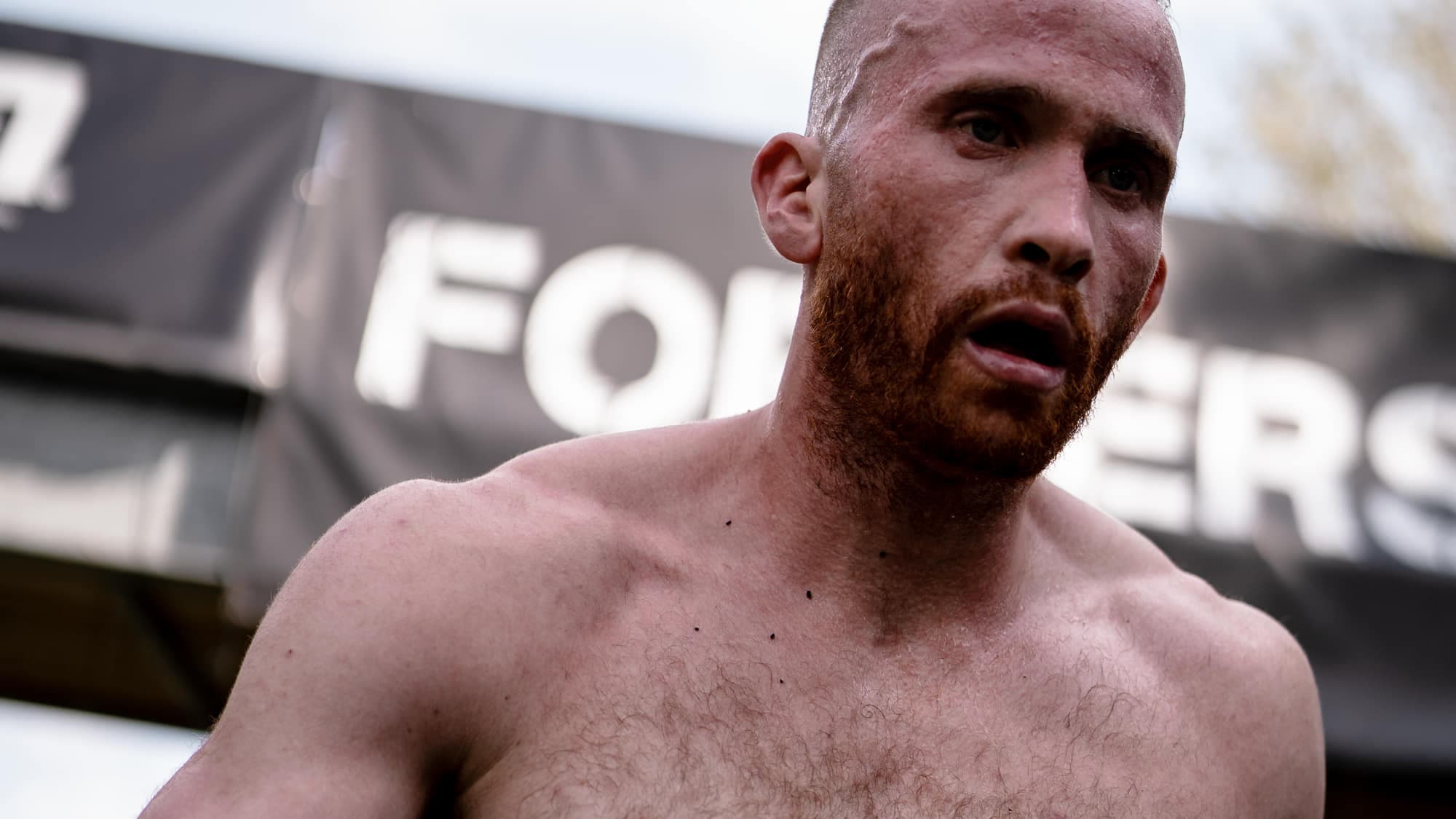 Ben Sutherland front on after an effort at a training camp