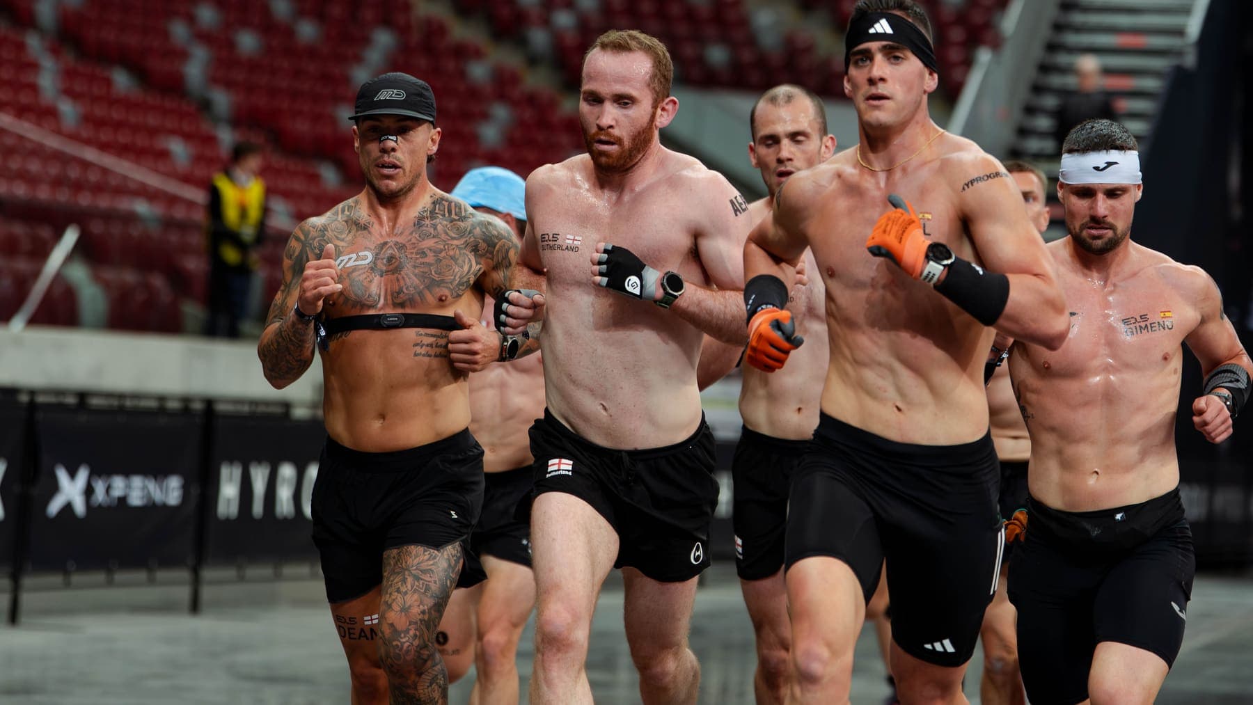 A group running head on