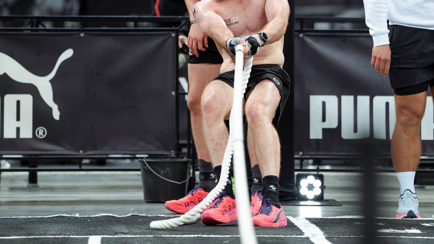 Hand over hand on the sled pull rope