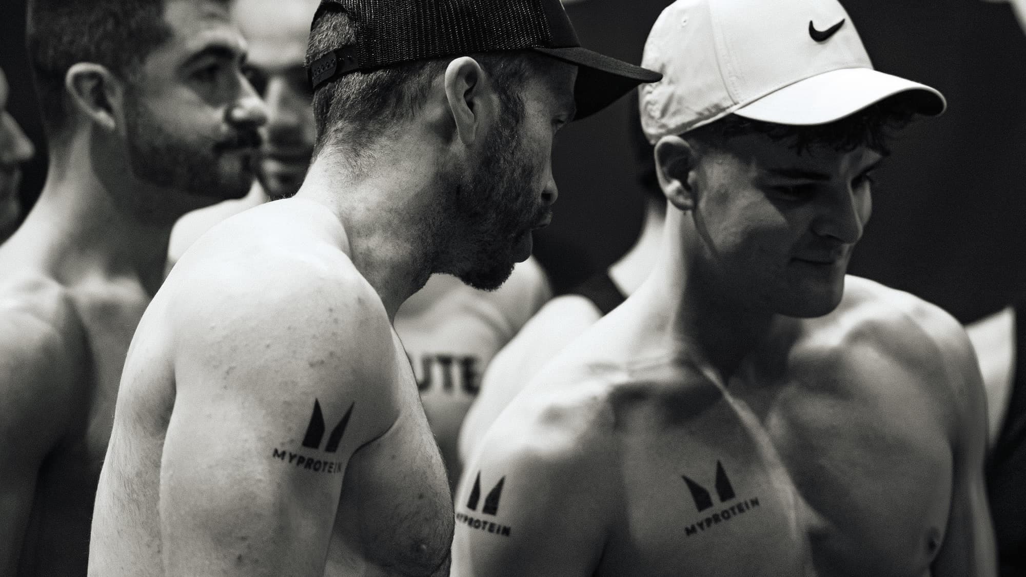 Athletes waiting to race, shot in black and white