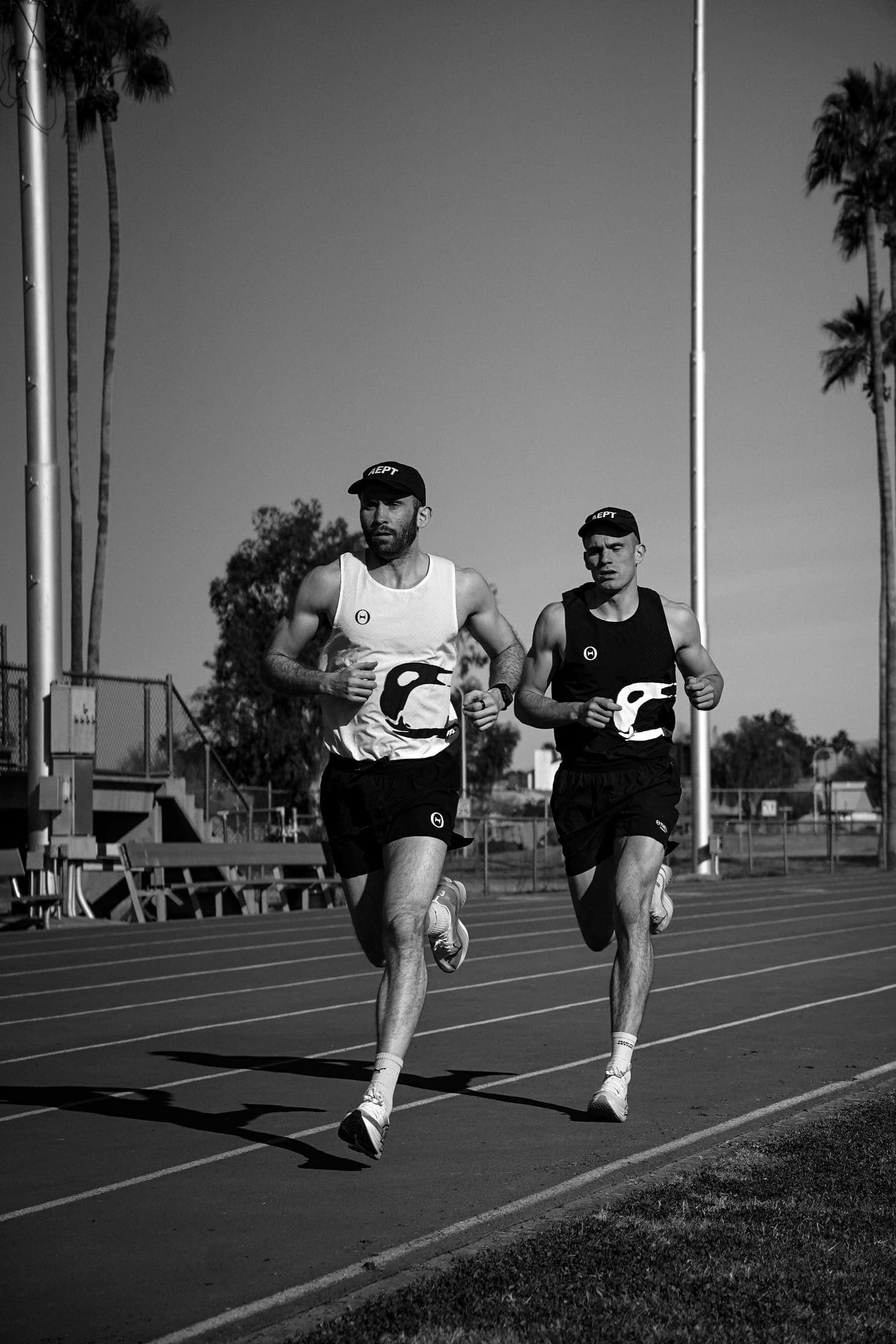 Two athletes mid-session