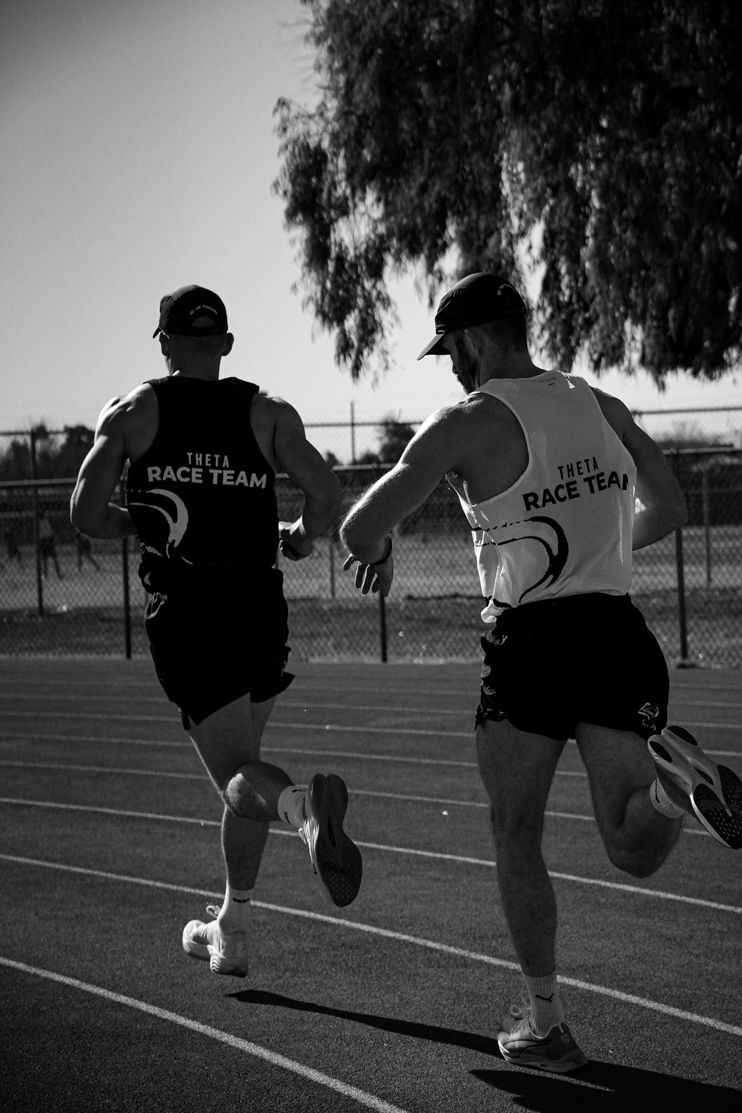 Two athletes walking away from a session